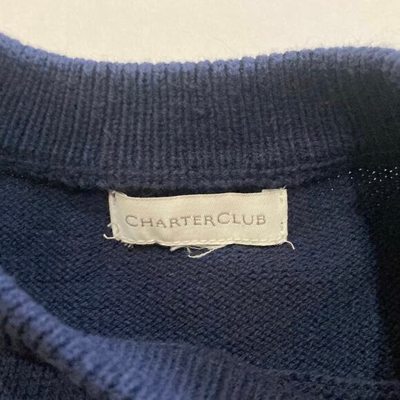 Charter Club Women's Navy Long Sleeve Sweater Knit Top With Fox Size Small - Picture 4 of 8